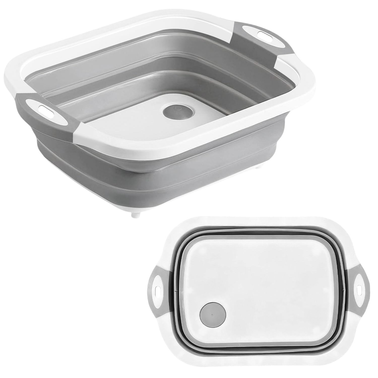 Bacinella Pieghevole Multifunzionale | Bacinella Pieghevole Bucato del Taglio Pieghevole | Catino Pieghevole per Campeggio Picnic Barbecue (Grigio)