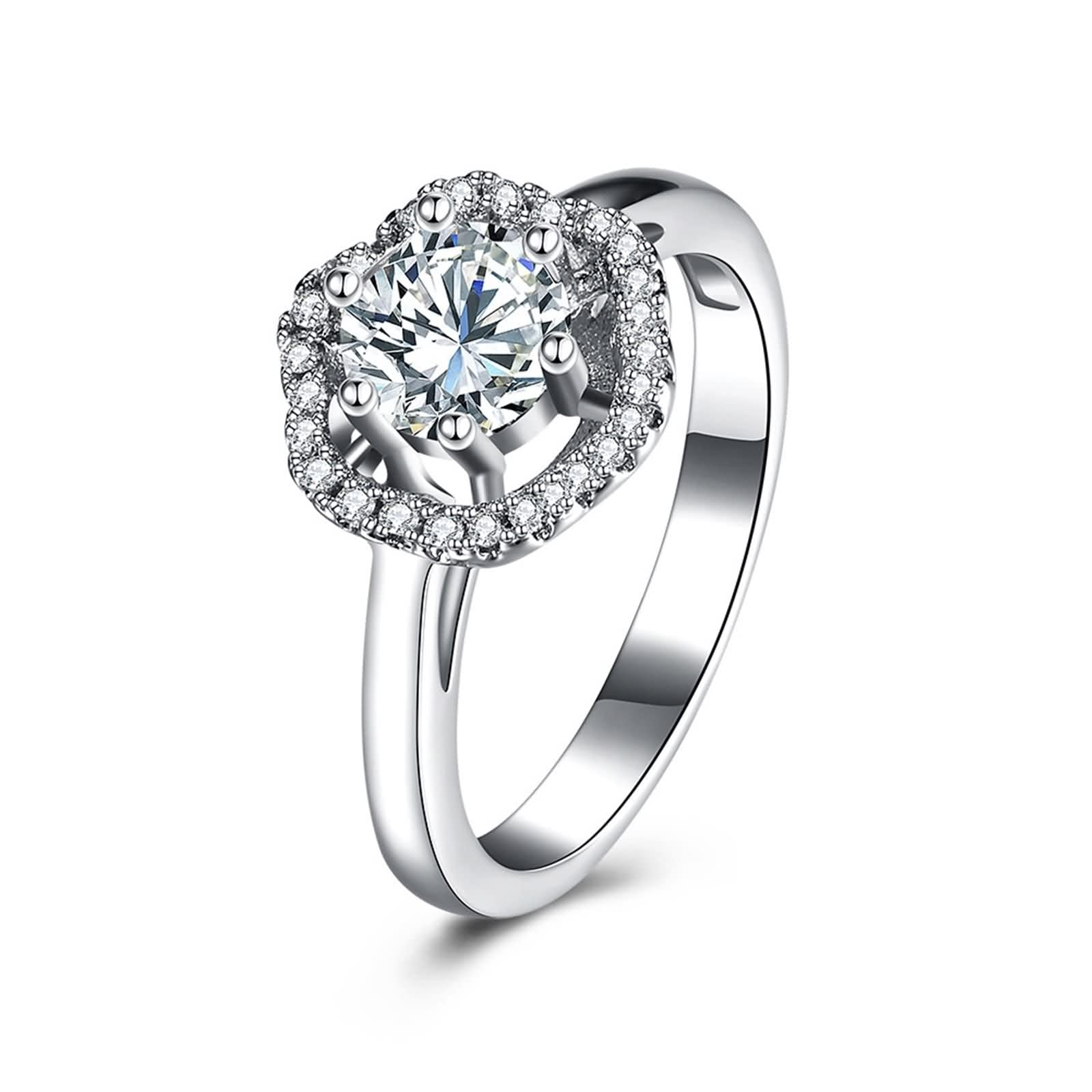 Anello in argento sterling, con fiore carino, per donna, L 1/2, gioielli alla moda per fidanzata, P 1/2, Zirconia cubica
