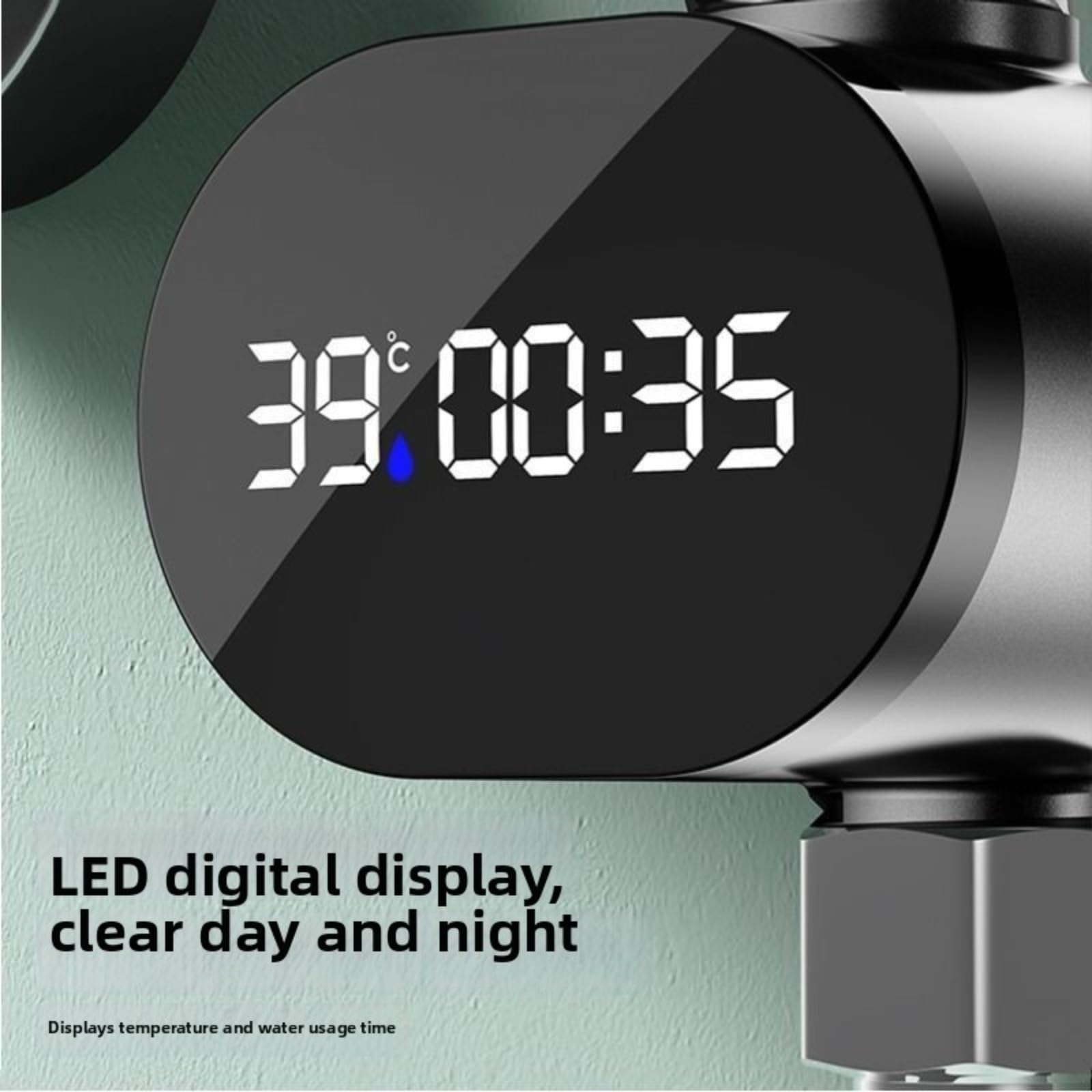 termómetro de Agua, LED Shower Temperature Display,Digital Water Gauge, with Flow Powered Operation