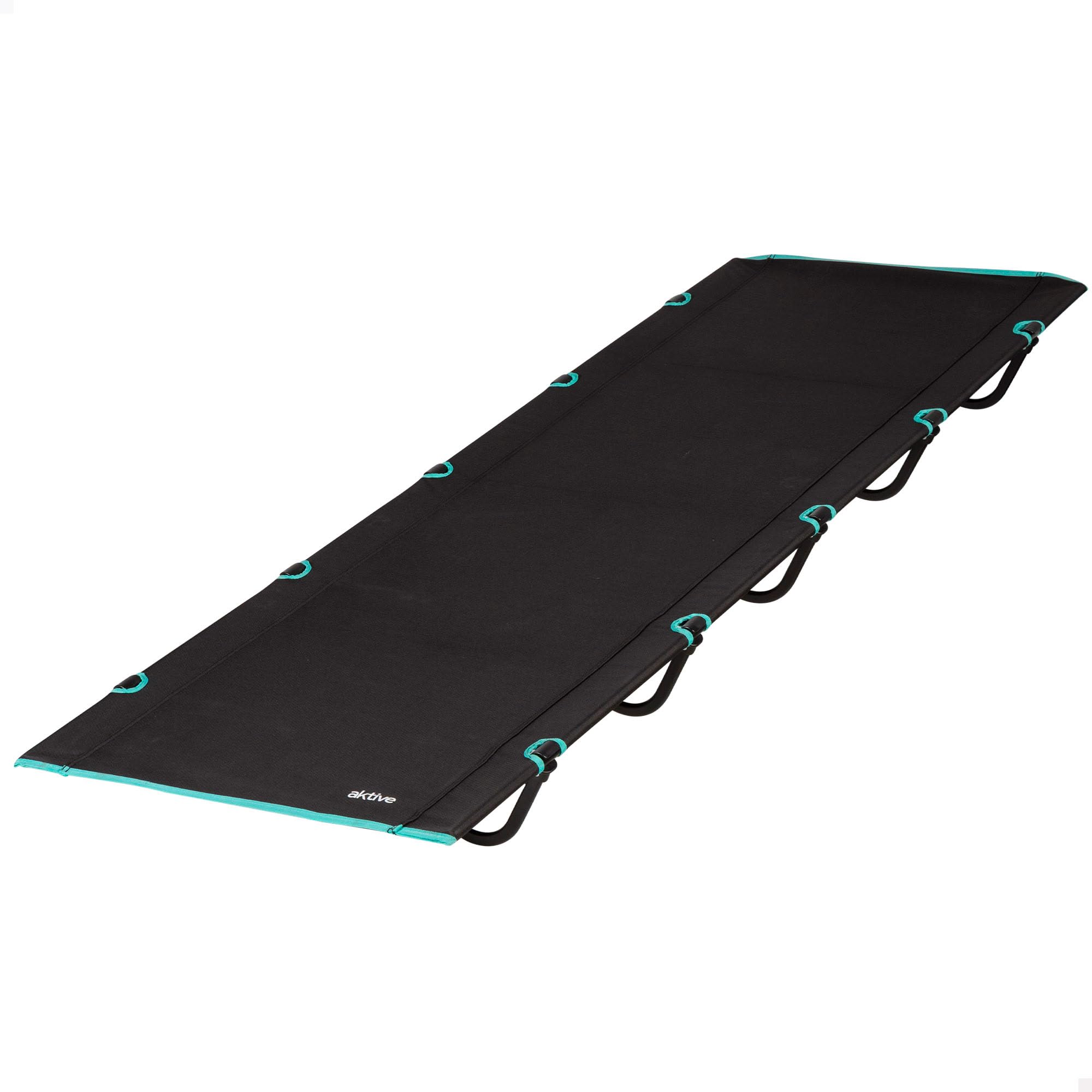 AKTIVE Cama plegable camping negra, 193x67x14,5 cm, Bolsa de transporte incluida, Soporta hasta 100 kg, Fácil de montar, guardar y transportar, Como cama auxiliar en acampadas (63128)
