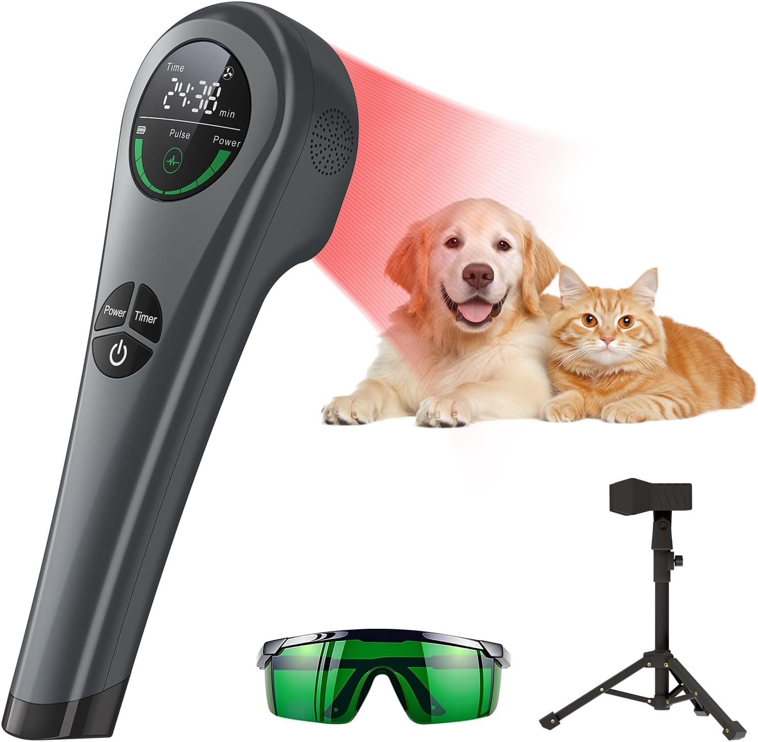 Dog Red Light Therapy Device, 650nm & 808nm Near Infrared Red Light Therapy Wand for Human and Pets, Portable Handheld Red Light Therapy for Joint, Muscle