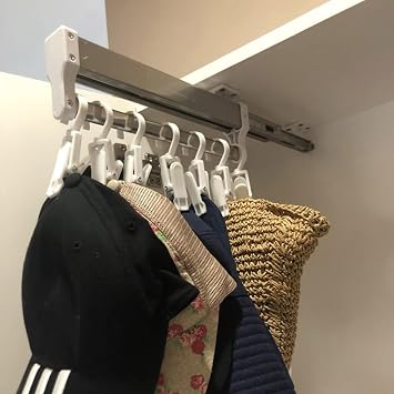 Pull Out Clothes Hanger Rail Rack, Extendable Pull Out Closet Rod, With 2 Sliding Rails Adjustable Extendable Clothes Rail, 201 Steel Finish Sliding Closet Rod, 30-80cm Wardrobe Rail350MM/13.7INCH