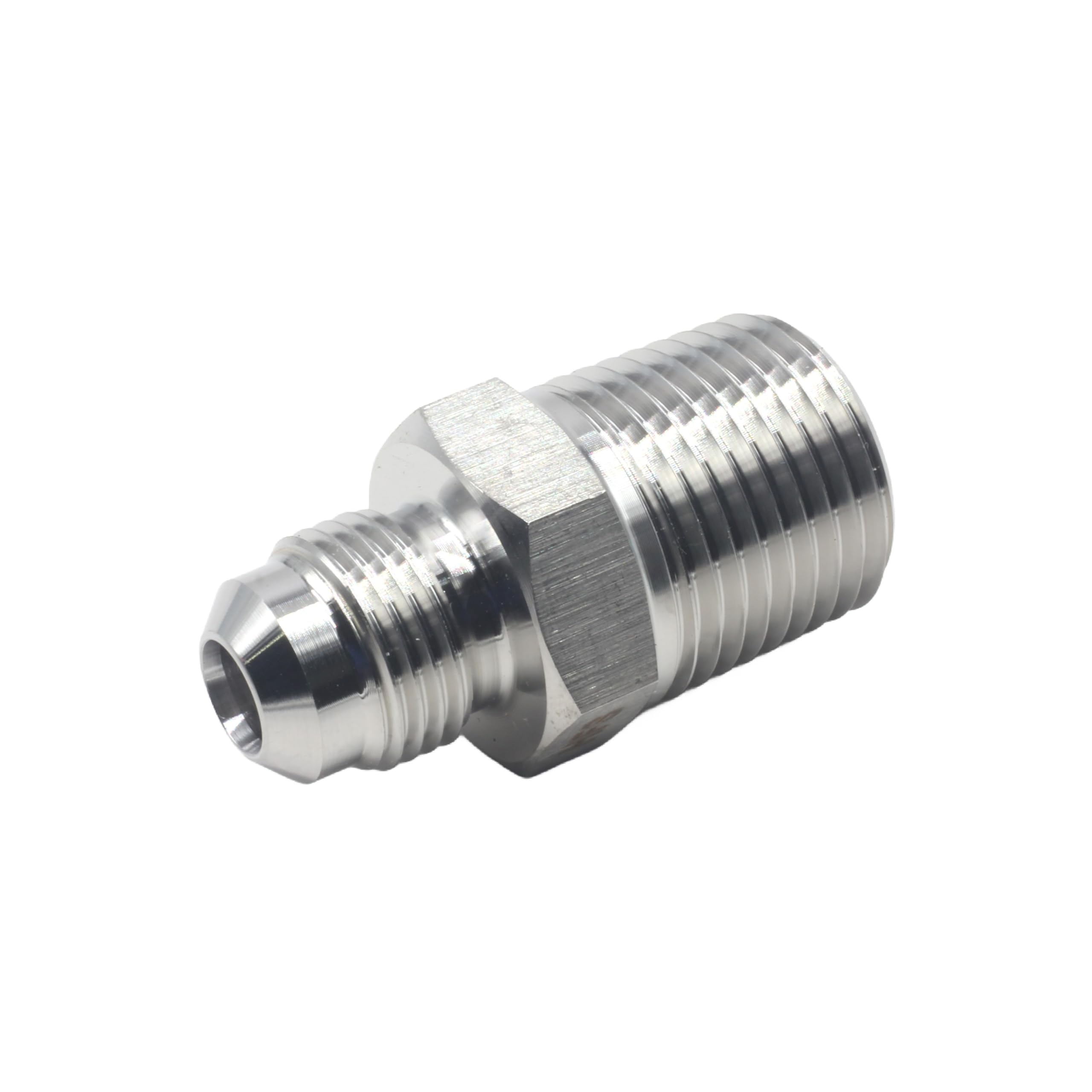 HFS(R)1/2" NPT Male to 3/8" SAE Male Flare Tubing Adapter Hose Connector Pipe Fittings 304 Stainless Steel (1/2" MNPT x 3/8" MSAE)
