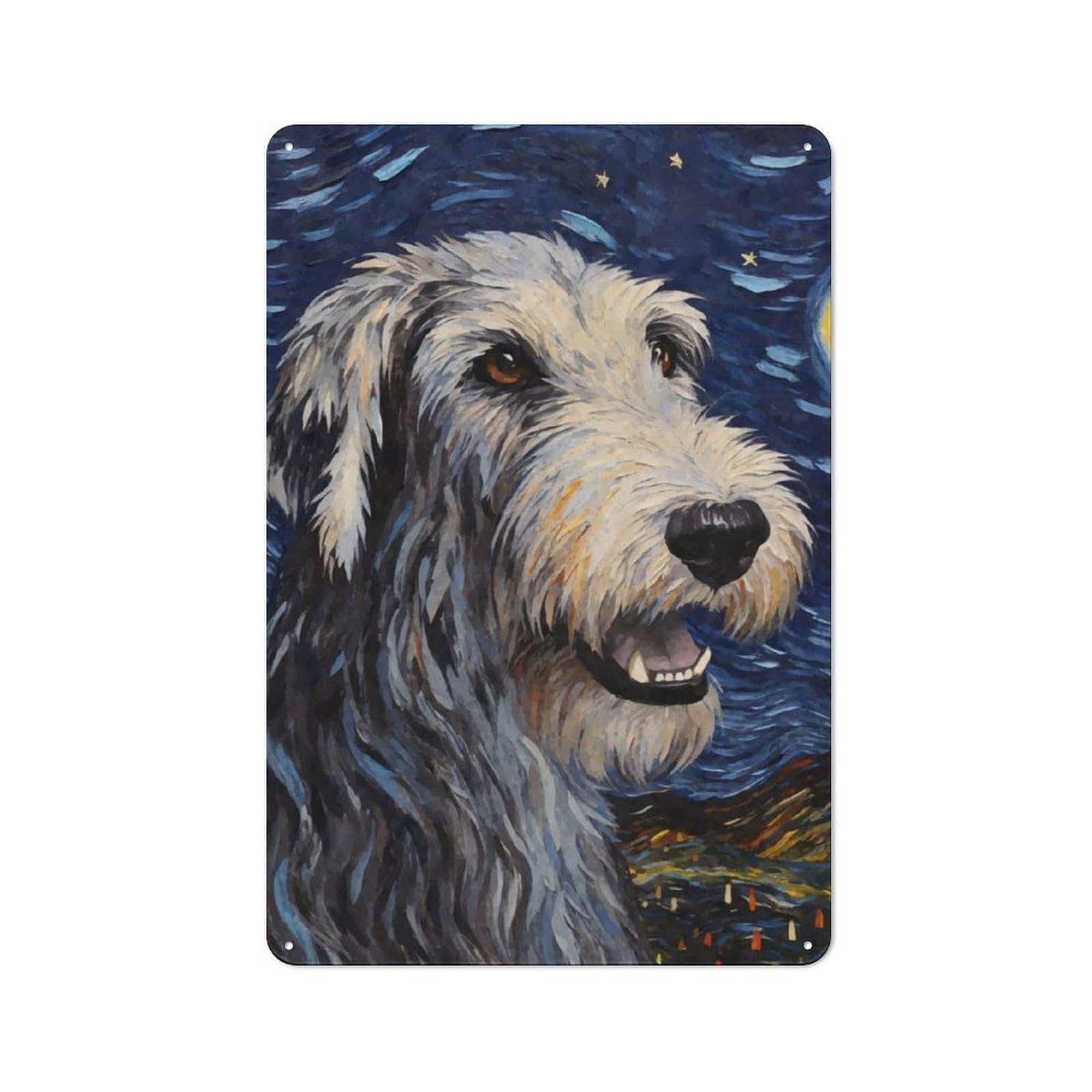 Junmoney Irish Wolfhound Starry Vintage Tin Sign 30X20cm With For Dining Room Or Kitchen, For Vintage Wall Decor Fans, For Metal Sign Collectors