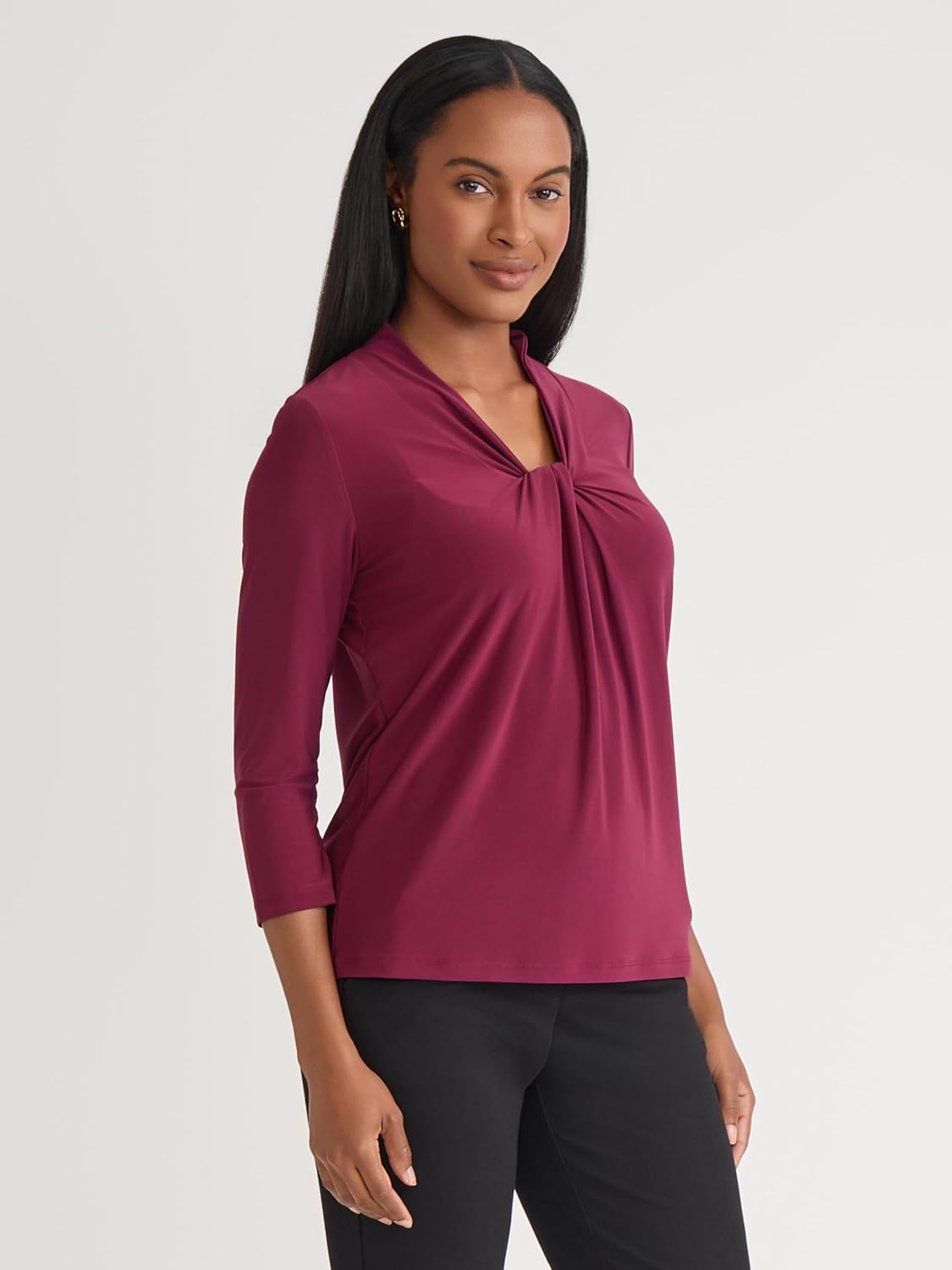 Kasper Women's 3/4 Sleeve Knot Front Top - Image 4
