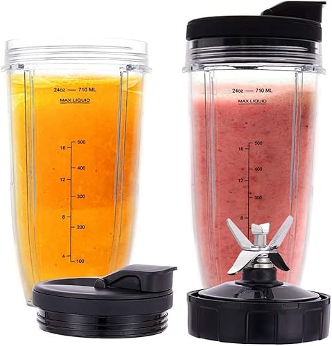 Miniatura 3 de Vasos de 24 onzas con hoja para llevar, 7 aletas, para licuadora Ninja IQ BN801 SS101 BL480-30 BL641 BL642-30