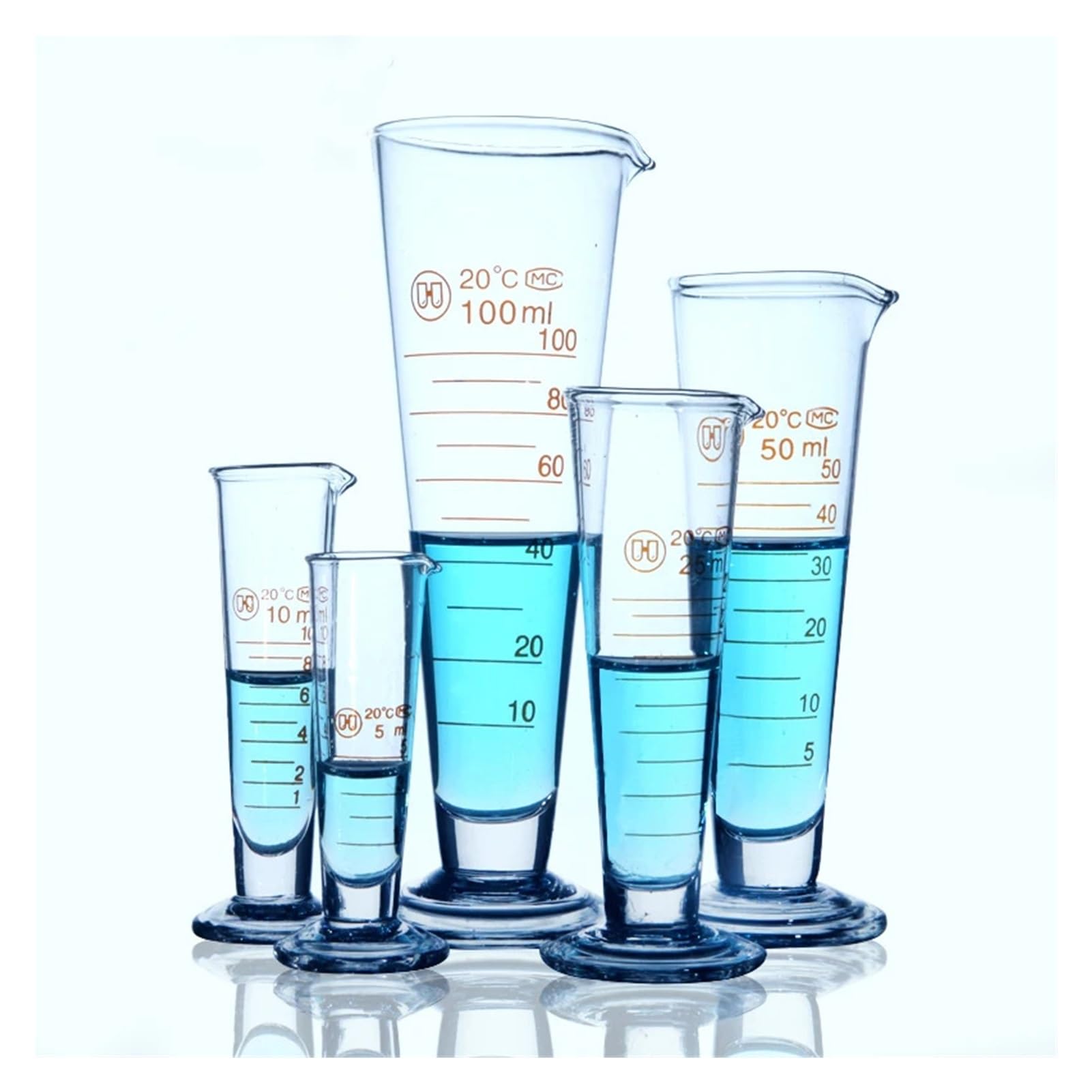 Laboratorio Misurino conico graduato Cilindro conico triangolare Attrezzatura da laboratorio(250mL 2pcs)