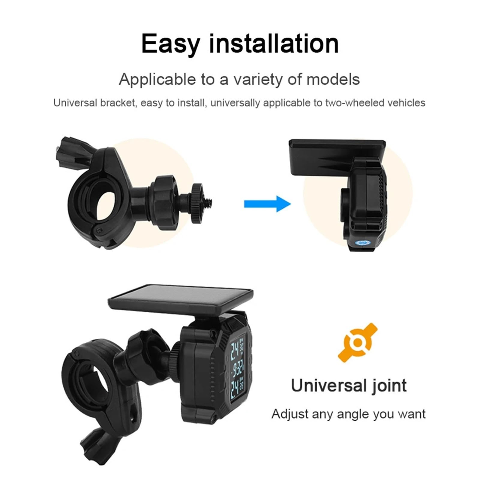 Sensor de Presión de Neumáticos Monitoreo Presión Neumáticos TPMS para Motocicletas Y Scooters para 2 Sensores Externos