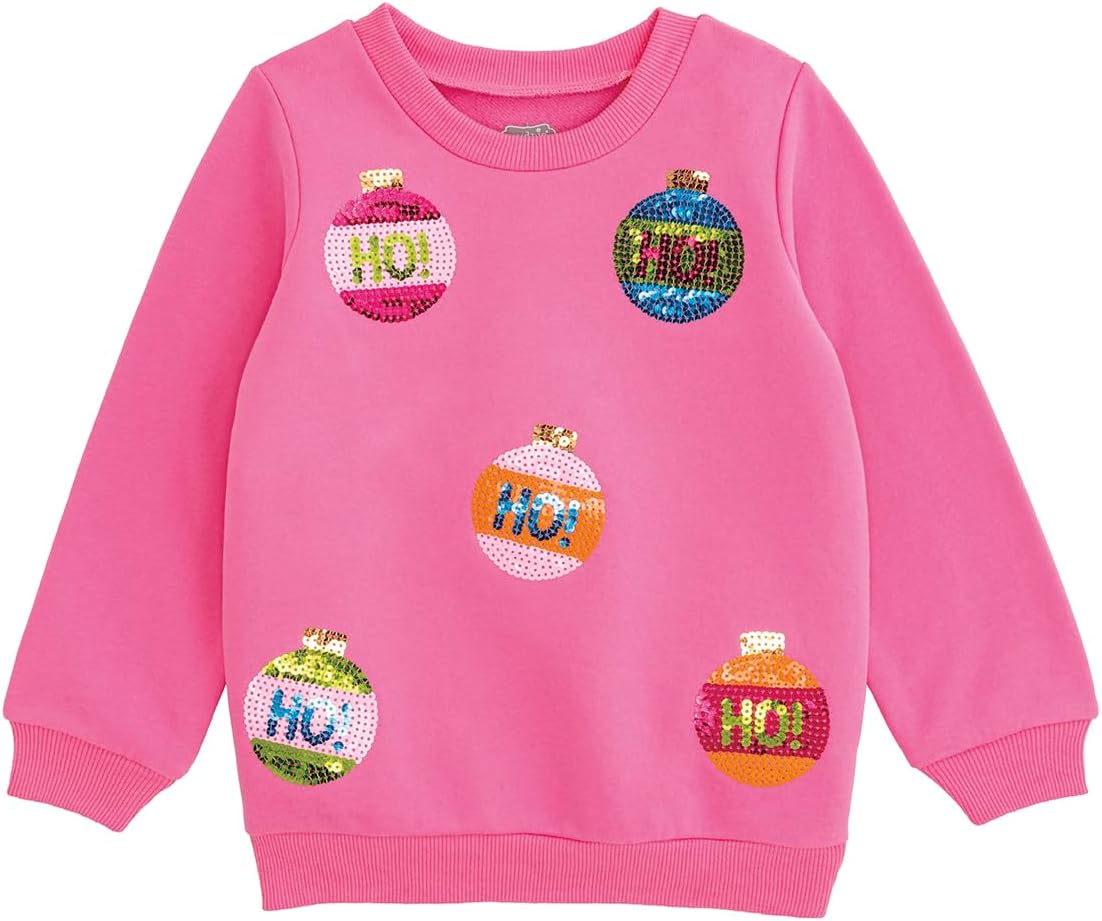 Mud Pie Girls' Mud Pie Kids Christmas Sequin Ornament Sweatshirt