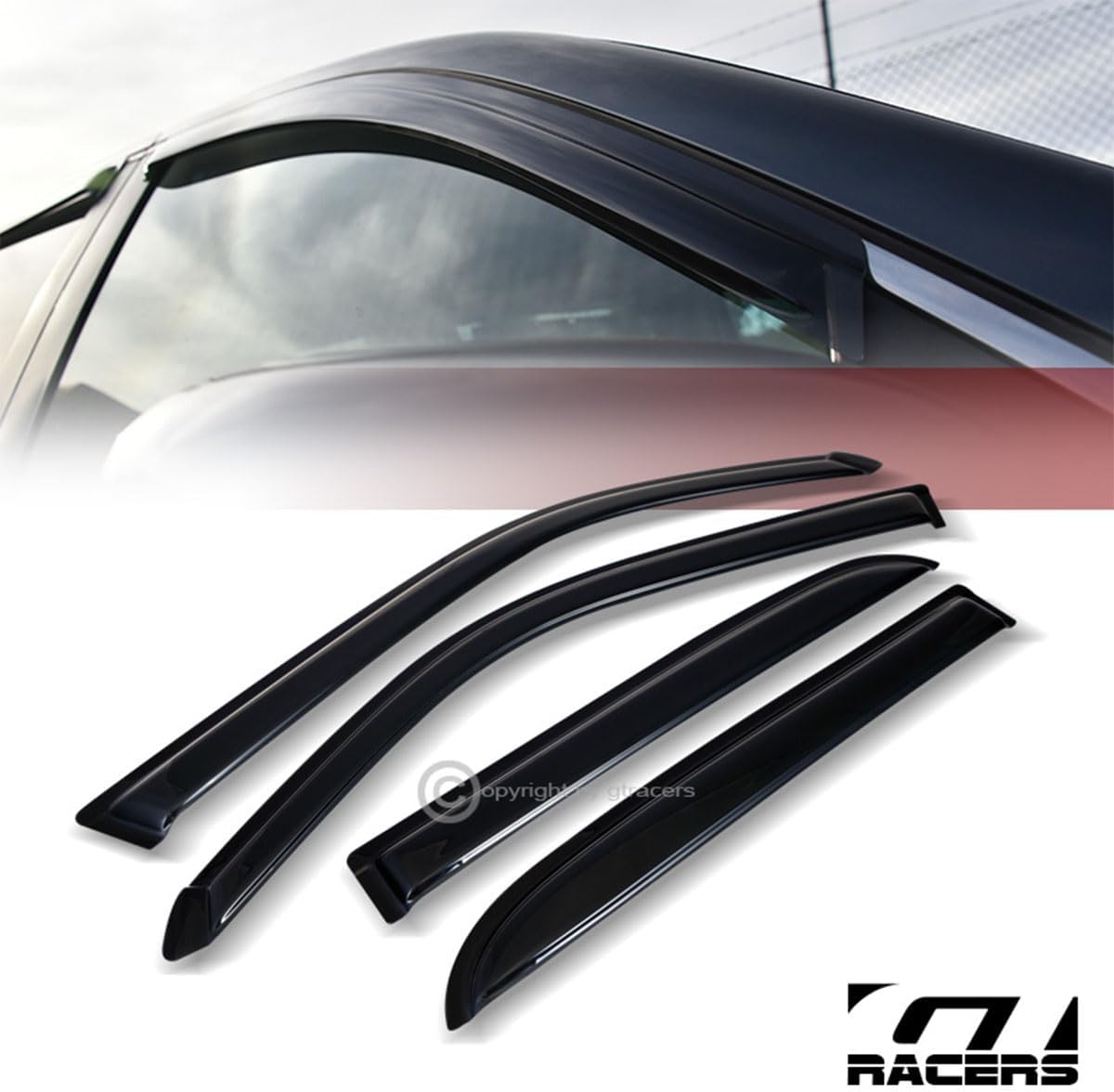 R&L Racing Compatible with 04-06 Toyota Tundra Double/Crew Cab | Smoke Window Deflector Sun/Rain/Wind Guards 4P Set