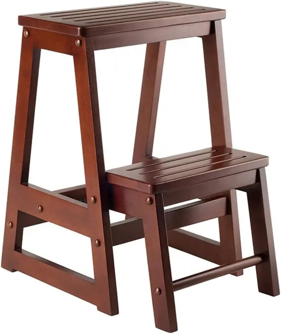 Home Furniture Wooden Folding Step Stool with Wide Platform Custom Wooden Step Ladder 2 Tiers Folding Ladder Chair