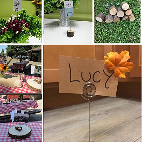 Rustic Real Wood Base Wedding Table Name Number Holder Party Decoration Card Holders Picture Memo Note Photo Clip Holder (10pcs Table Numbers)