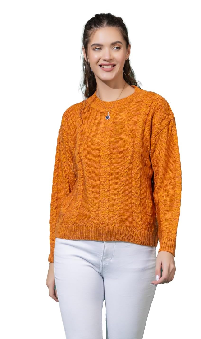 style dusk Women Sweater for Winter Woolen Full Sleeves Round Neck Cable Design Stylish Sweater for Winter Season-picture-53