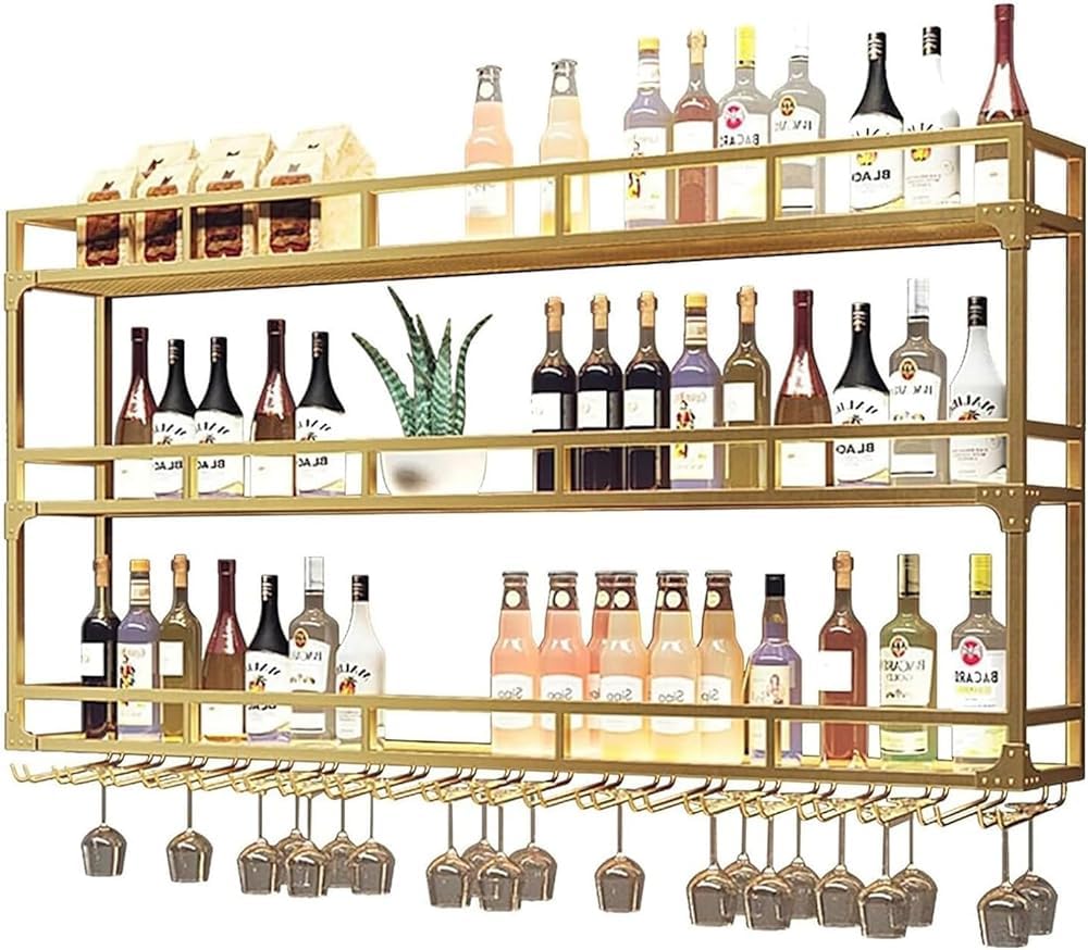 Étagère à vin gain de place en métal avec LED pour ranger vos verres