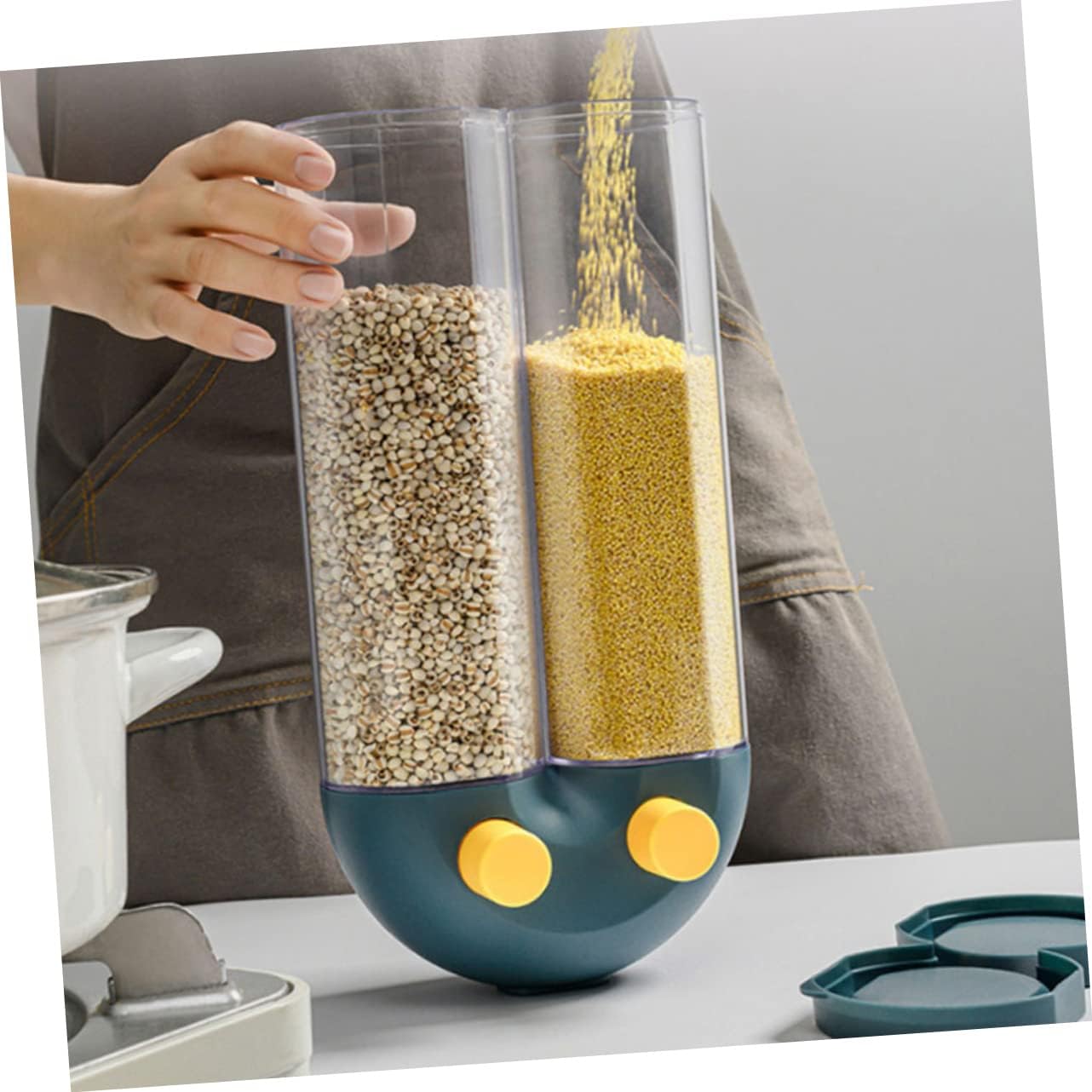Rice Dispenser Feng Kitchen Grain Container Grain Storage Can Wall-mounted Seasoning Bottle Easy-clean Holder Pantry Storage