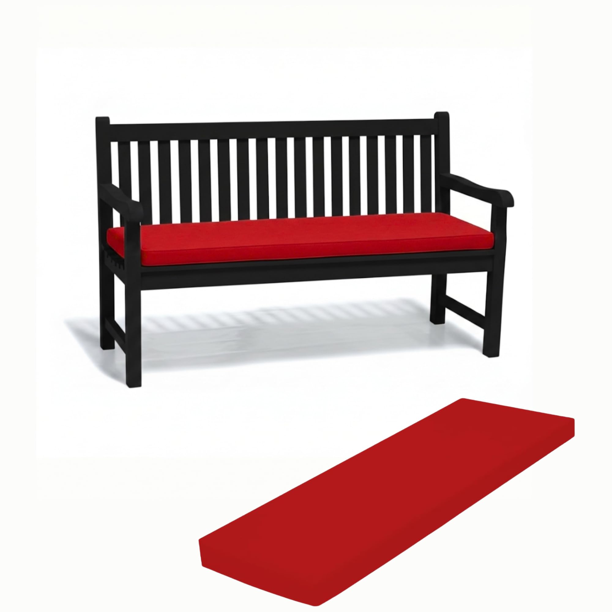 Cuddle Cloud Waterproof Outdoor Bench Cushion for Lawn, Garden & Patio – 2/3/4 Seater Long Bench Seat Pad with Removable Washable Cover (Red, 2 Seater 108cm x 45cm x 5cm) — image 1
