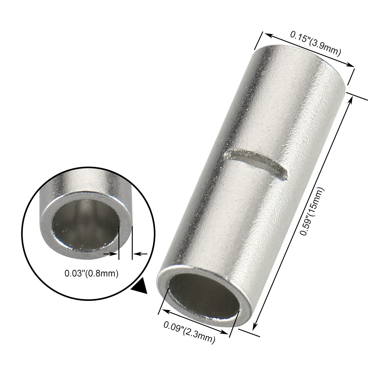 Baomain 6 AWG Copper Crimp Ferrule – Non-Insulated Pin Cord End Terminals, 18mm Length, 100 Pack