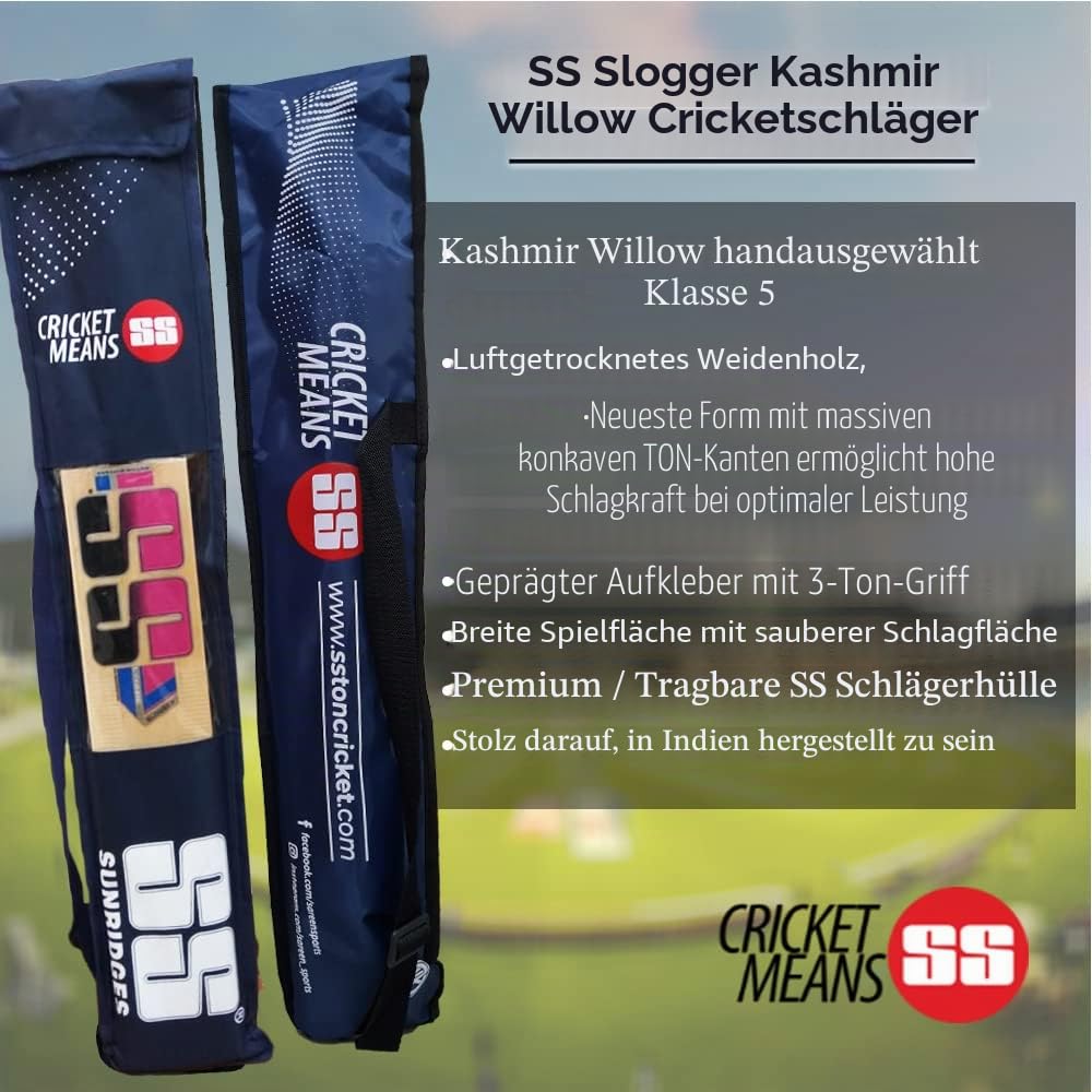 SS Slogger Cricketschläger aus Kaschmir mit Fledermausüberzug
