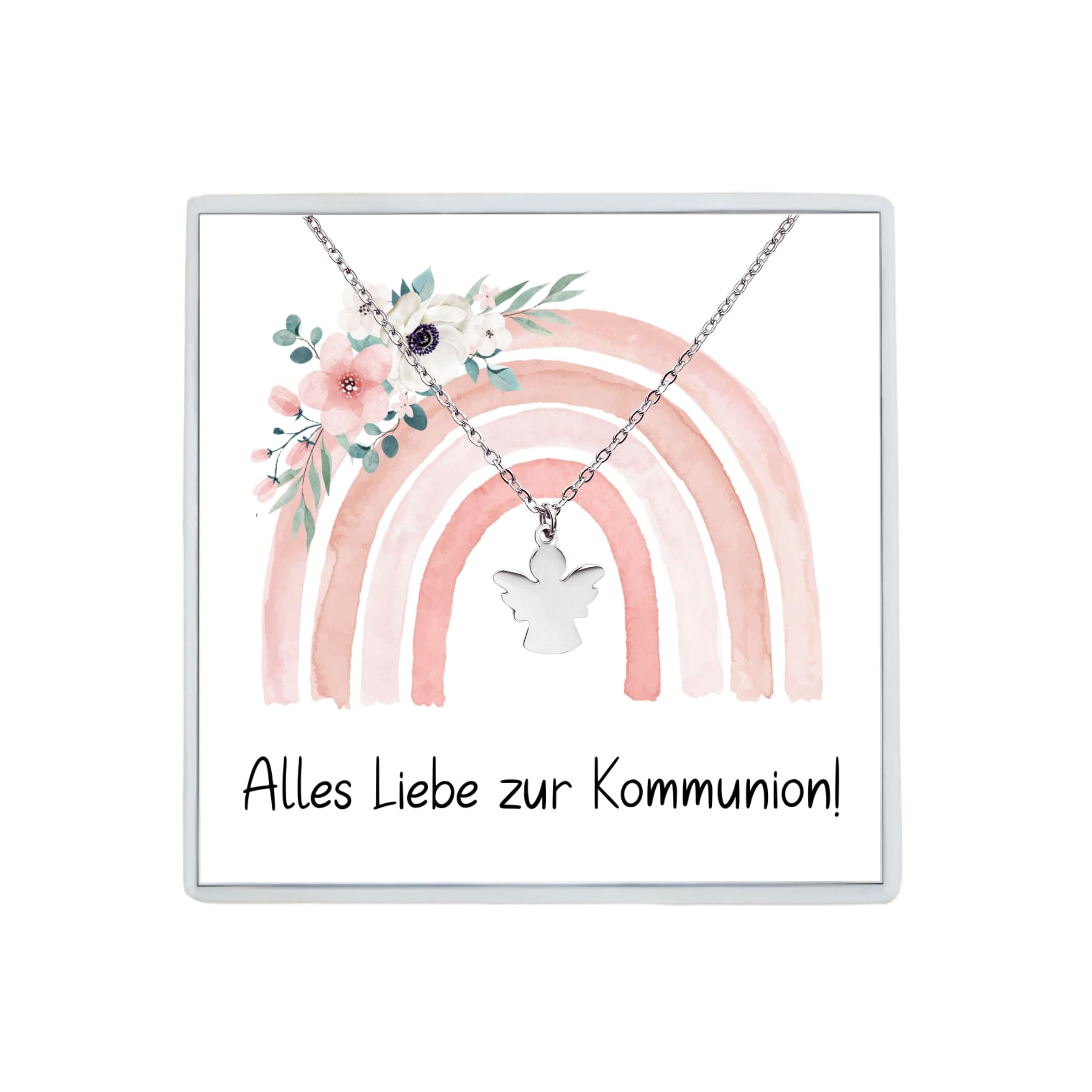 Wunderlinchen Schutzengel Kette ｜Kommunion geschenke für mädchen ｜Geschenk Patenkind｜Halskette Kommunion｜ (Silber)