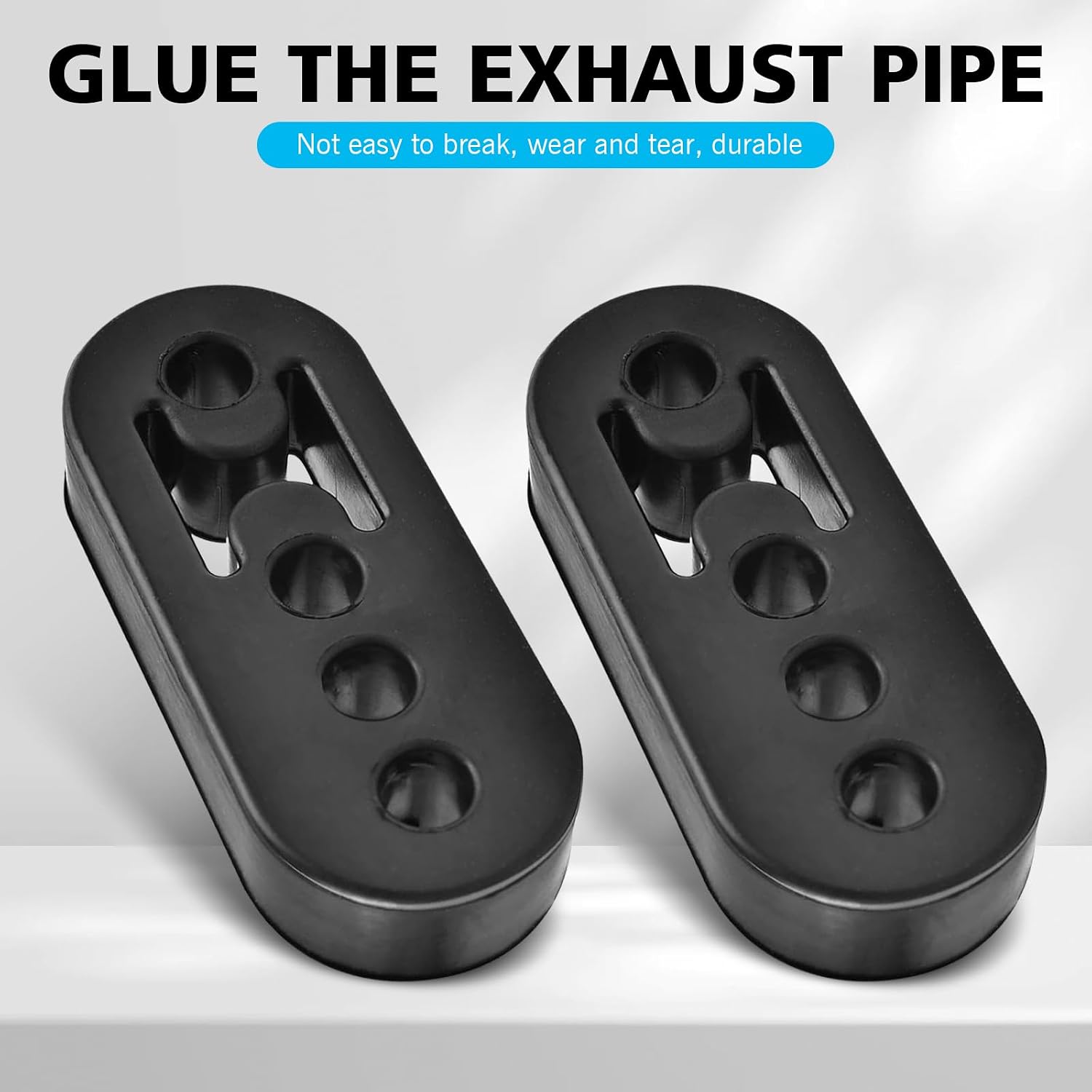2 PCS Exhaust Hanger, 4 Hole Adjustable Exhaust Pipe Muffler Insulation Shock Absorber Hook, High Temperature Resistant Rubber Mounting Bracket, for Most Cars Modification Parts (Black)