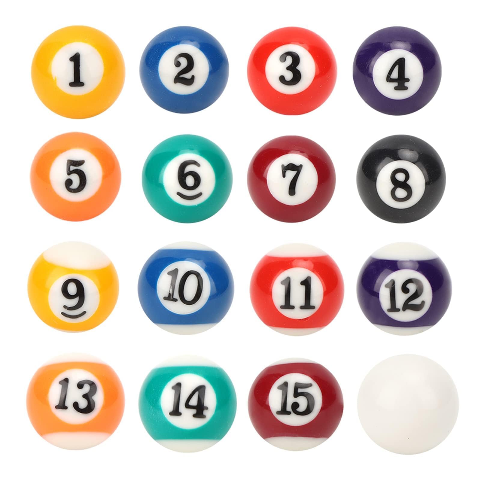 Set di 16 Palline da Biliardo in Resina, Mini Palline Numerate e Bianca per Giochi, Bar