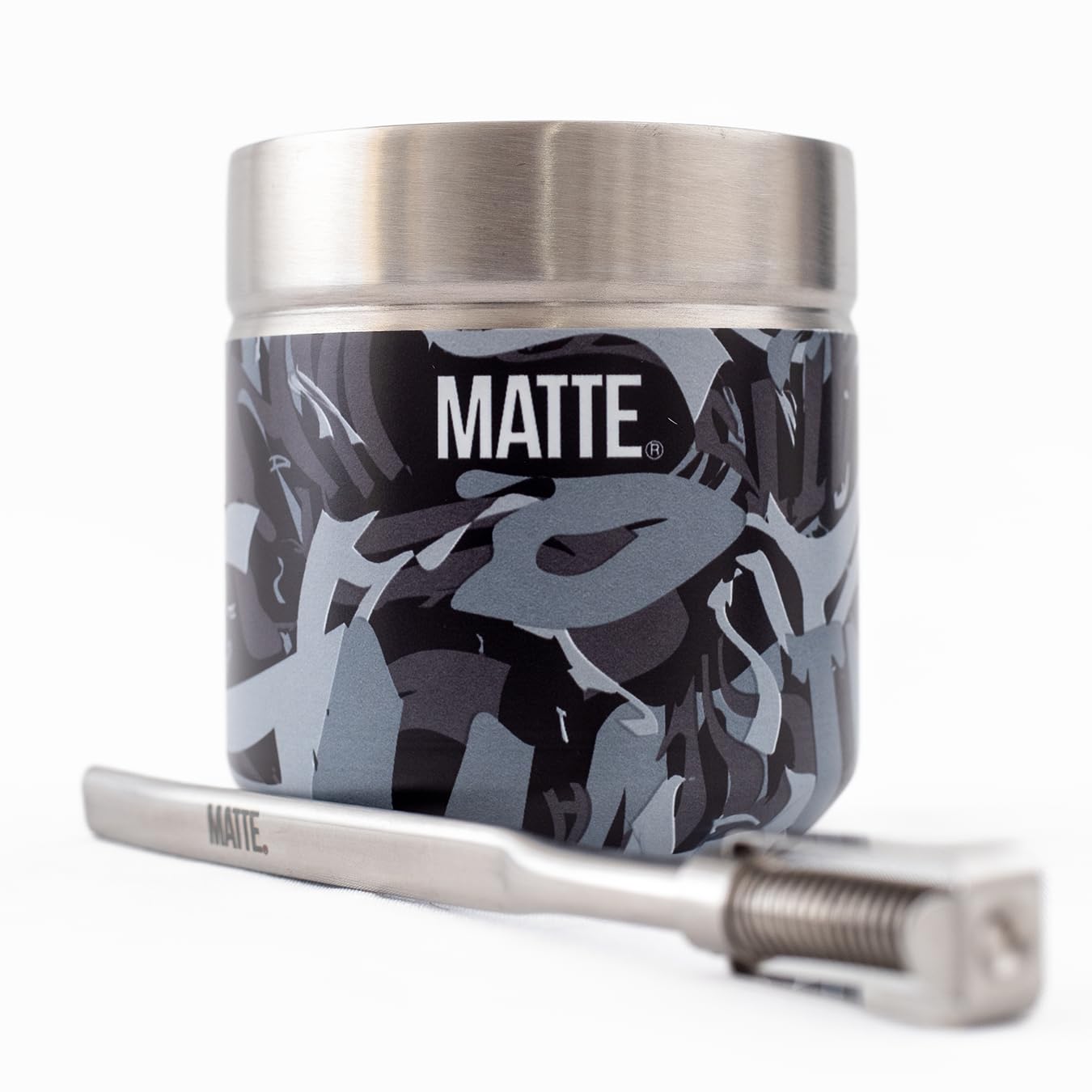 MatteCup/Gourd Set. Yerba Cup (6.5 Ounces) and Bombilla (Yerba Straw). Stainless Steel, Double-Walled, Camo DS pro. Premium Quality Box (Black)