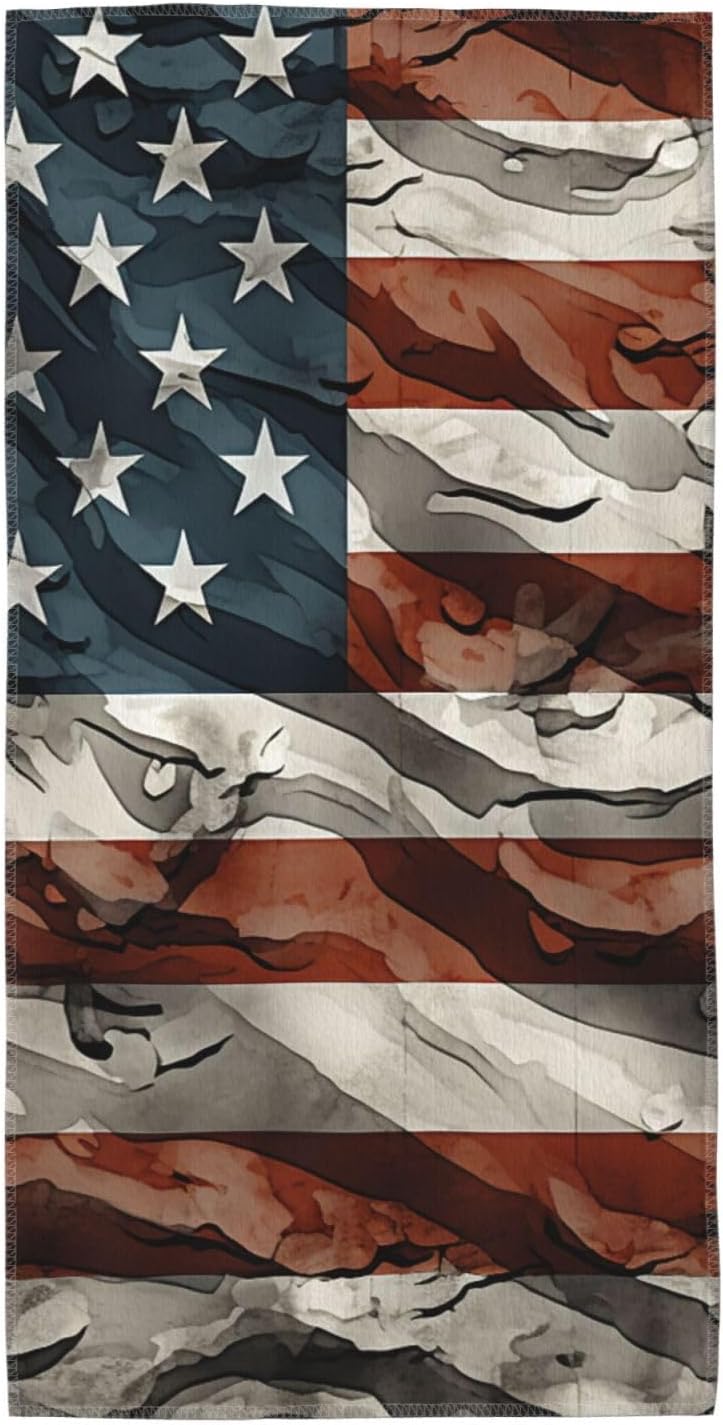Hand Towels for Bathroom, Soft Absorbent Bath Towels Decorative Guest Towel Microfiber Face Towel American Camouflage Kitchen Dish Towels for Home Hotel Gym Spa Yoga 13.8″X27.5″