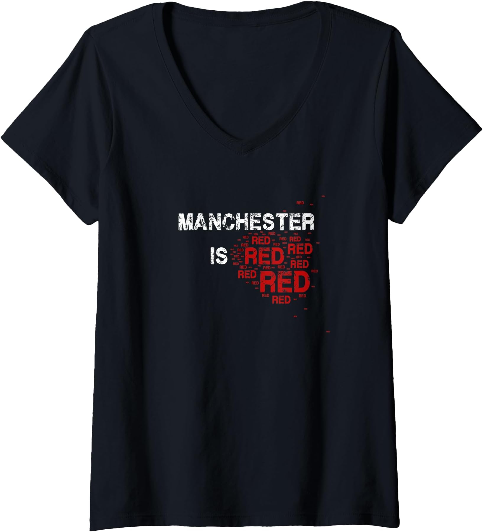 Womens Manchester is Red Funny United Football Supporter V-Neck T-Shirt