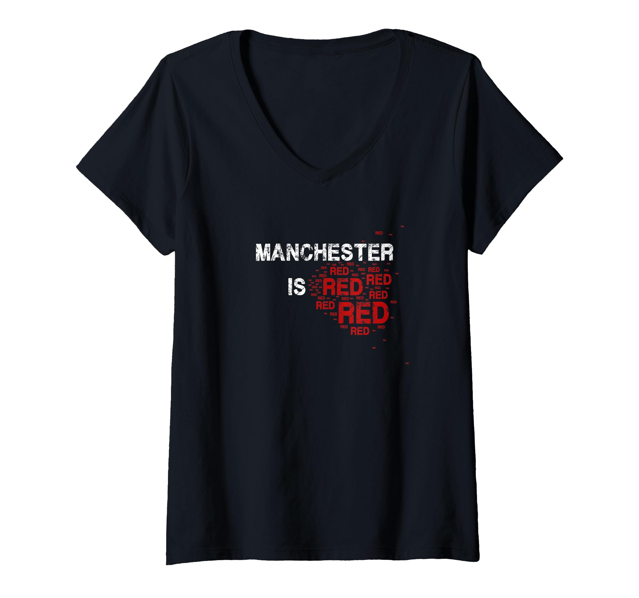Womens Manchester is Red Funny United Football Supporter V-Neck T-Shirt