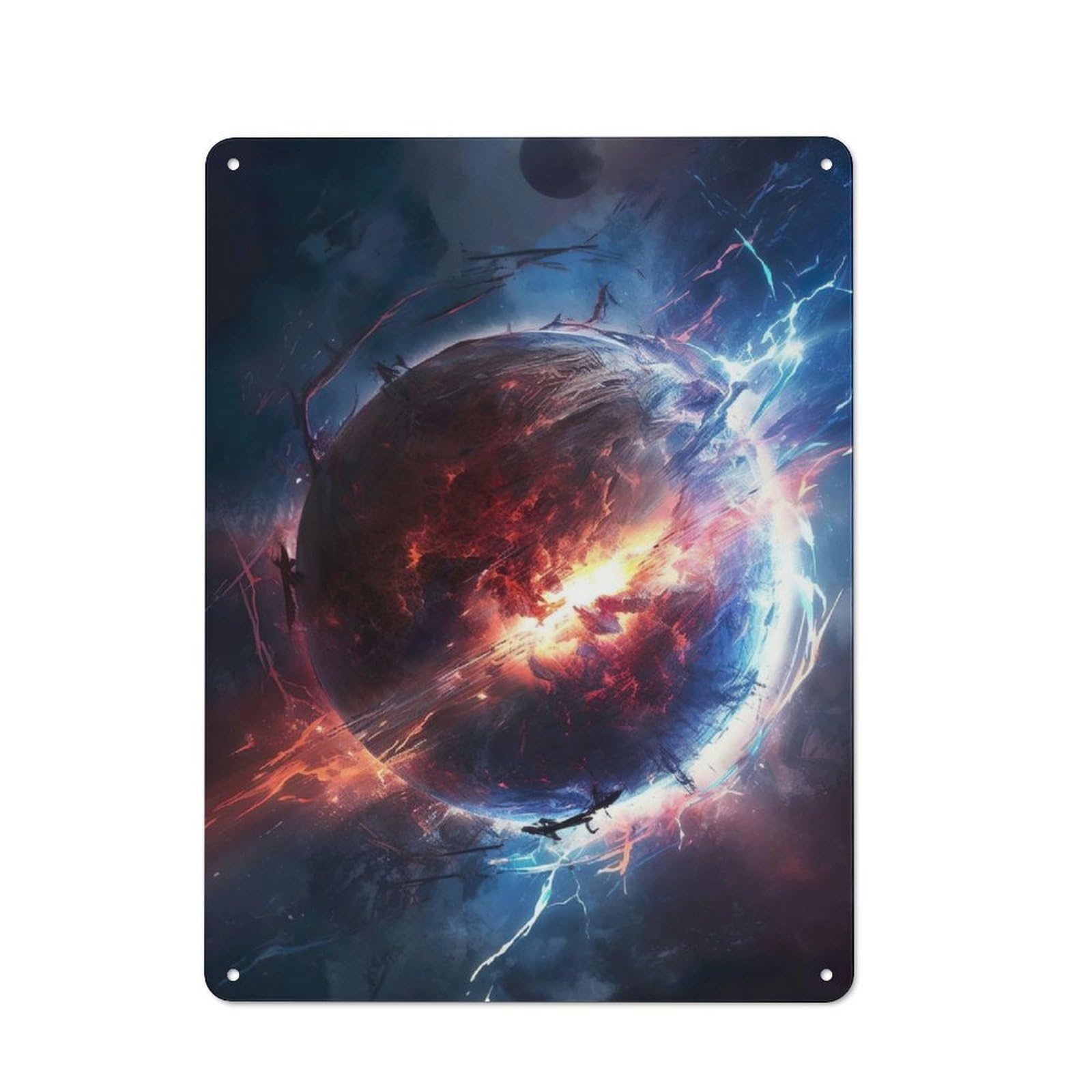 Junmoney Electrified Planet Metal Wall Sign 40X30cm Featuring For Garage Or Workshop, For Home Office, Studio And Craft Room Walls