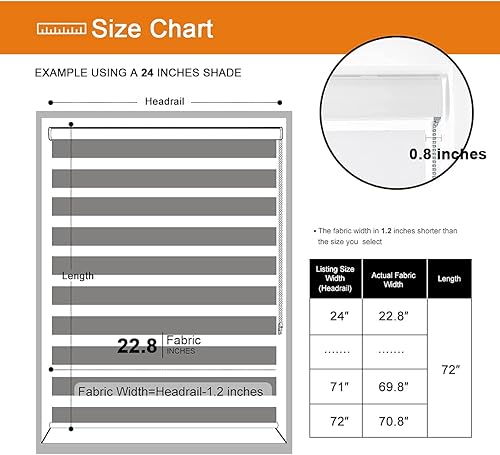 Miniatura 7 de Persilux Persiana enrollable opaca y traslúcida, cebra, 30 pulgadas de ancho x 72 pulgadas de alto, blanco, filtro y control de luz, día, noche,