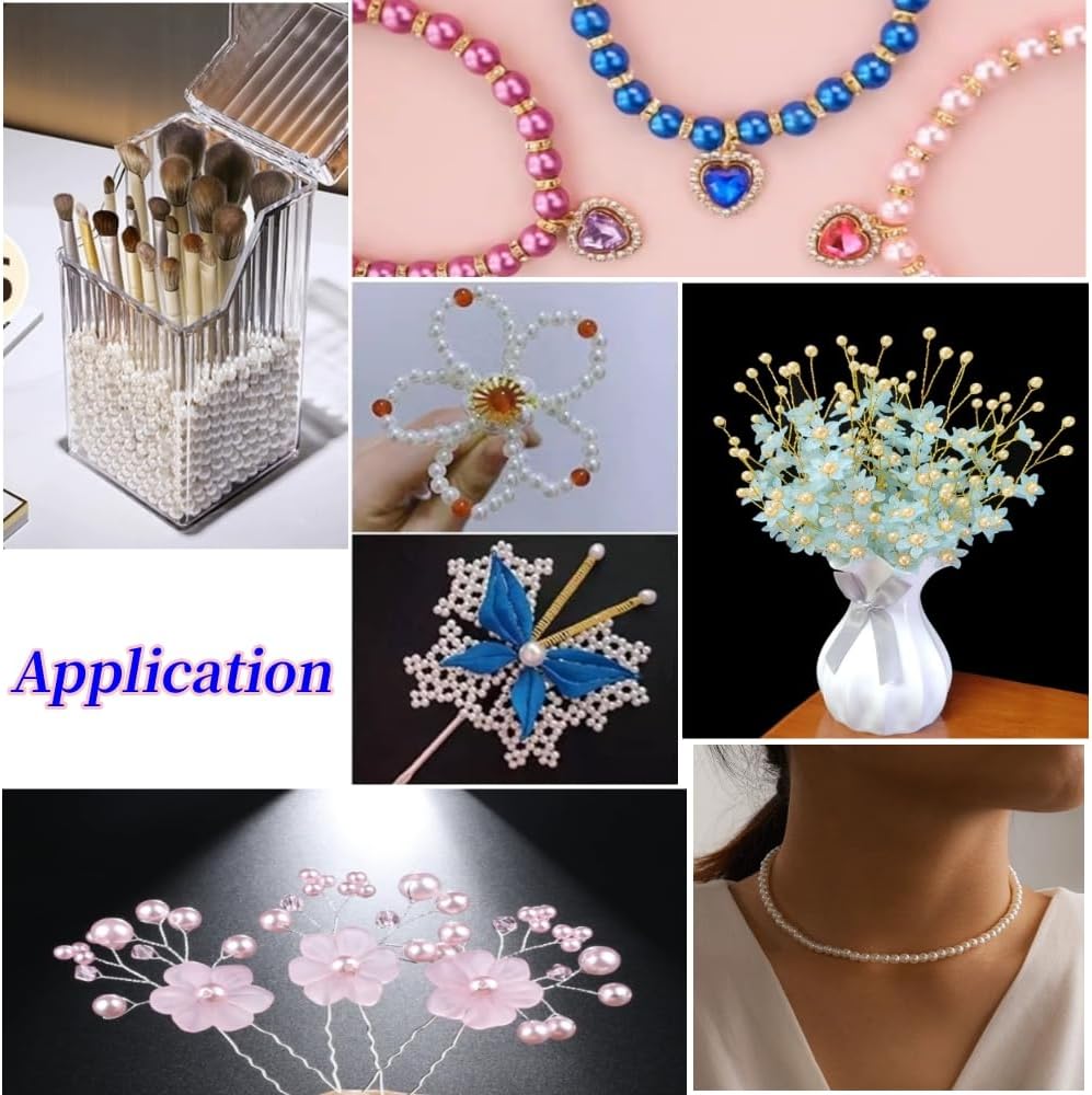 1800pcs 4mm Pearl Beads with Hole Round Loose Luste Craft Beads for Home Decoration Vase Fillers DIY Craft Making Jewelry Making Bracelet Necklace Earrings(Red) - Image 7