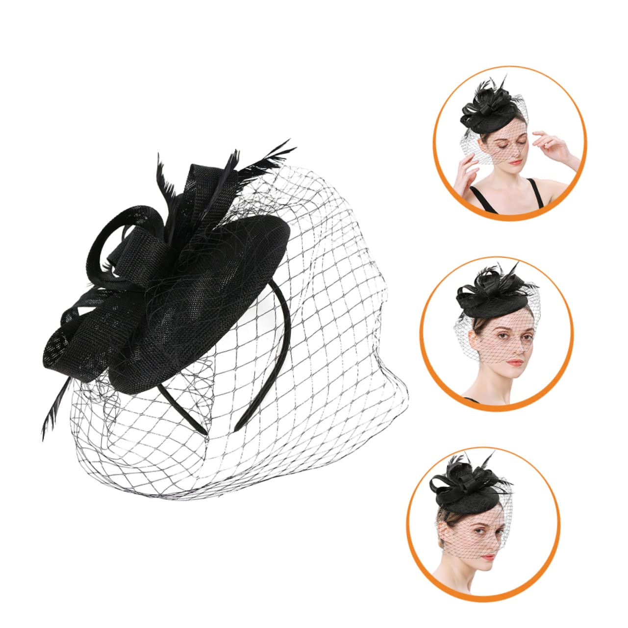 FRCOLOR 5pezzi Fascinator Elegante con Velo Rete per Cerimonie e Feste Cappello da Tea Party e Accessorio da Banchetto per Donne Stile Versatile e Comodo per Occasioni Speciali
