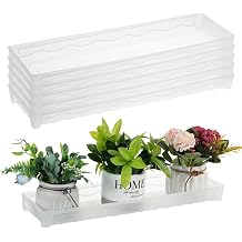 FMOACEN 6pcs Plastic Plant Tray Saucer, Rectangular Window Sill Plant Tray for Indoor Outdoor Flowerpot Windowshelf, Transparent Thick Plastic Plant Tray, Succulent Pot, Square Plant Basin
