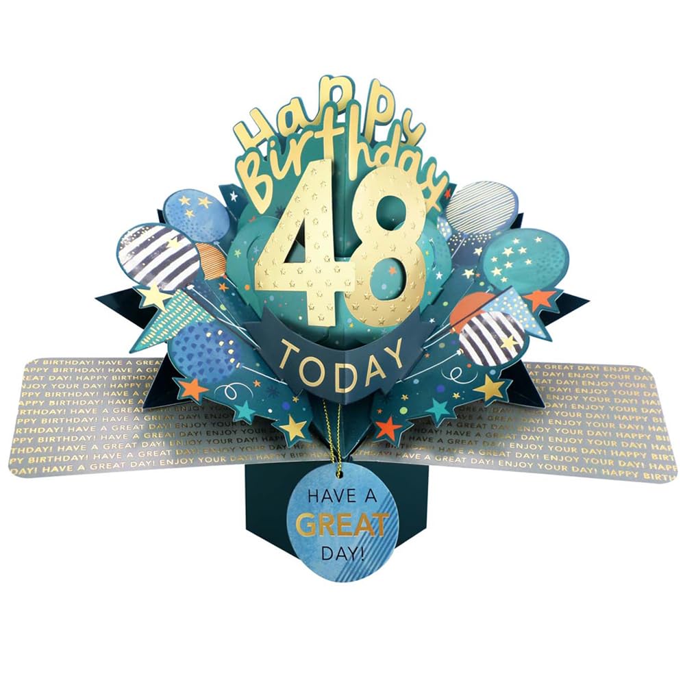 48 Today Happy 48th Birthday Pop-Up Greeting Card Love Kate's Pop Up Cards Him Design POP237MC48 โ image 1