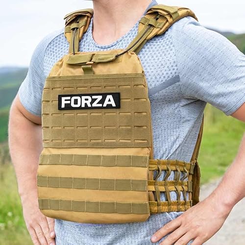 FORZA Tactical Weighted Vest | Adjustable Military-Grade Training Vest with Steel Plates for Strength & Endurance Workouts - Available in Multiple Weight Options & Colors (Khaki, 44lbs)