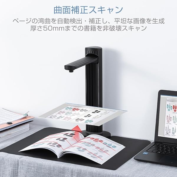 iCODIS スキャナー A3 ブックスキャナー ドキュメントスキャナー: 2300万画素 書画カメラ 非破壊 自炊 多言語OCR PDF化 コンパクト 携帯 領収書 名刺 書籍電子化 Mac/Windows 事務所/教育機関/在宅ワーク用 - 2