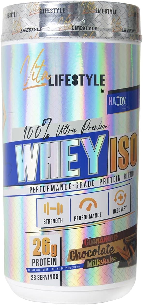 Vitalifestyle by Haidy Cruz 100 percent Pure Isolate Whey Protein, 26g of Protein, Keto Friendly, Lactose Free 2lb (Cinnamon Chocolate Milkshake), 28 Servings (Pack of 1)
