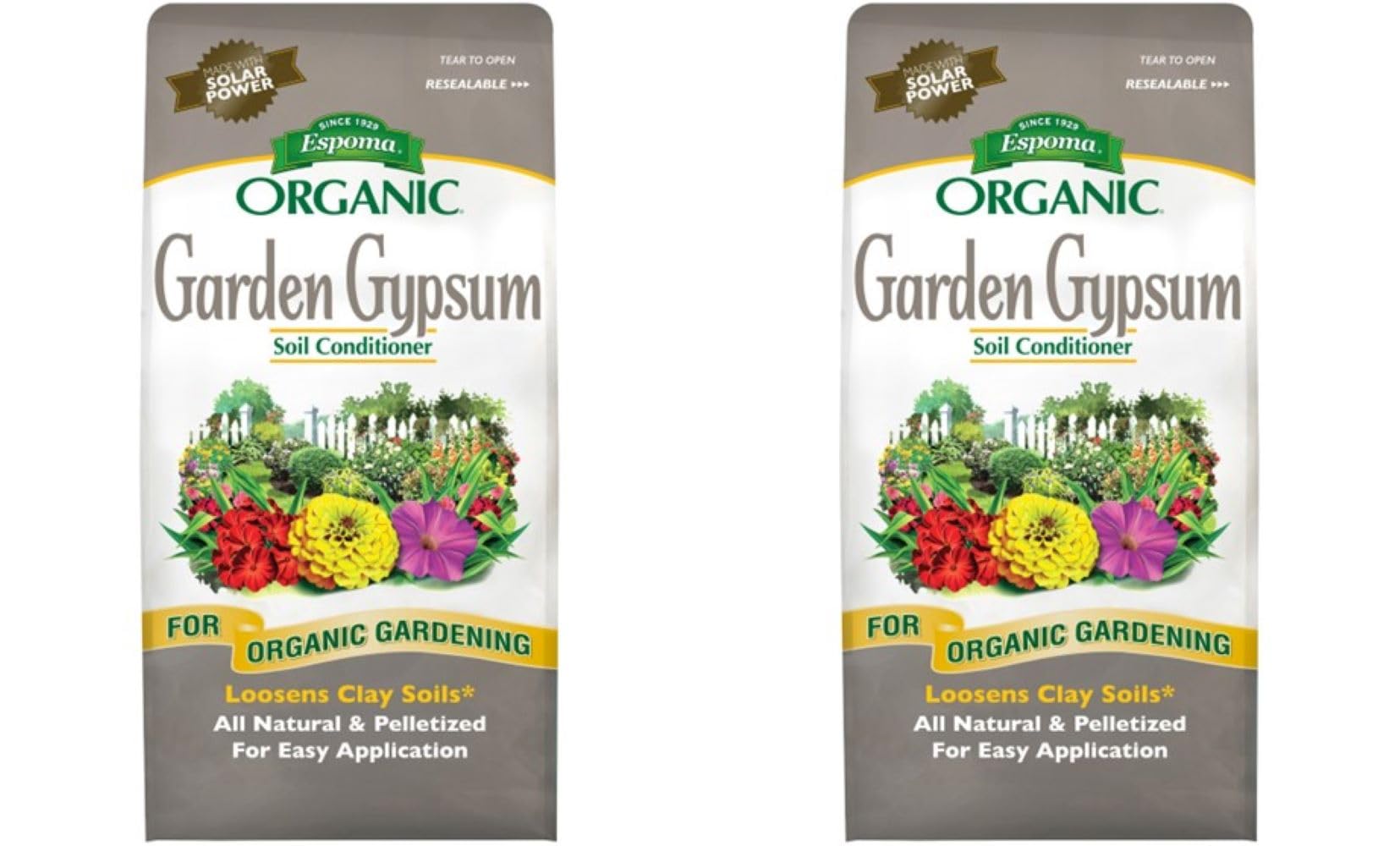 Espoma Organic Garden Gypsum Soil Conditioner; All-Natural & pelletized mined Gypsum with no fillers or additives. Helps Loosen Clay Soil; 6 lb. Bag Pack of Two