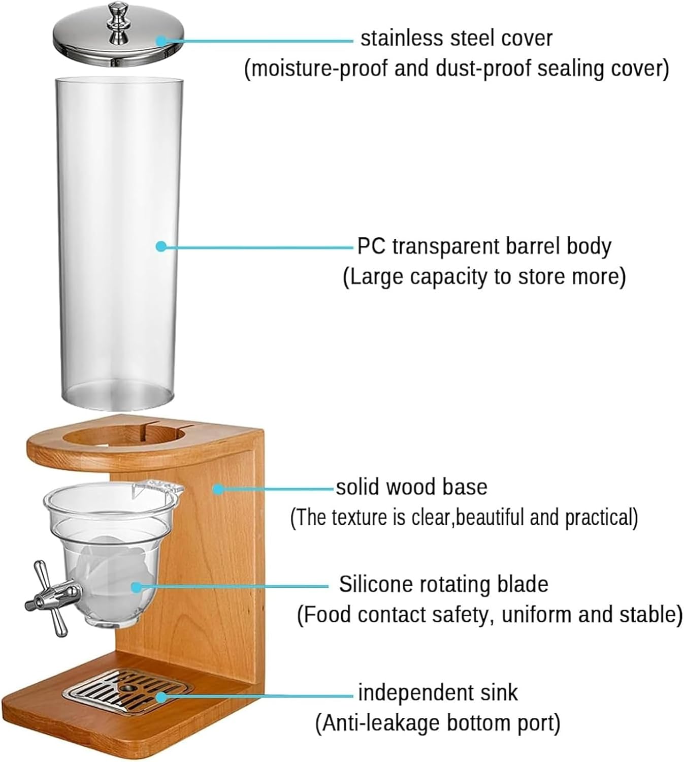 Food Dispenser, Cereal Dispenser, Dry Food Dispenser, Candy Dispenser Grain Dispenser Kitchen Container, Snack Dispenser for Store Nut Coffee Beans(Double head)