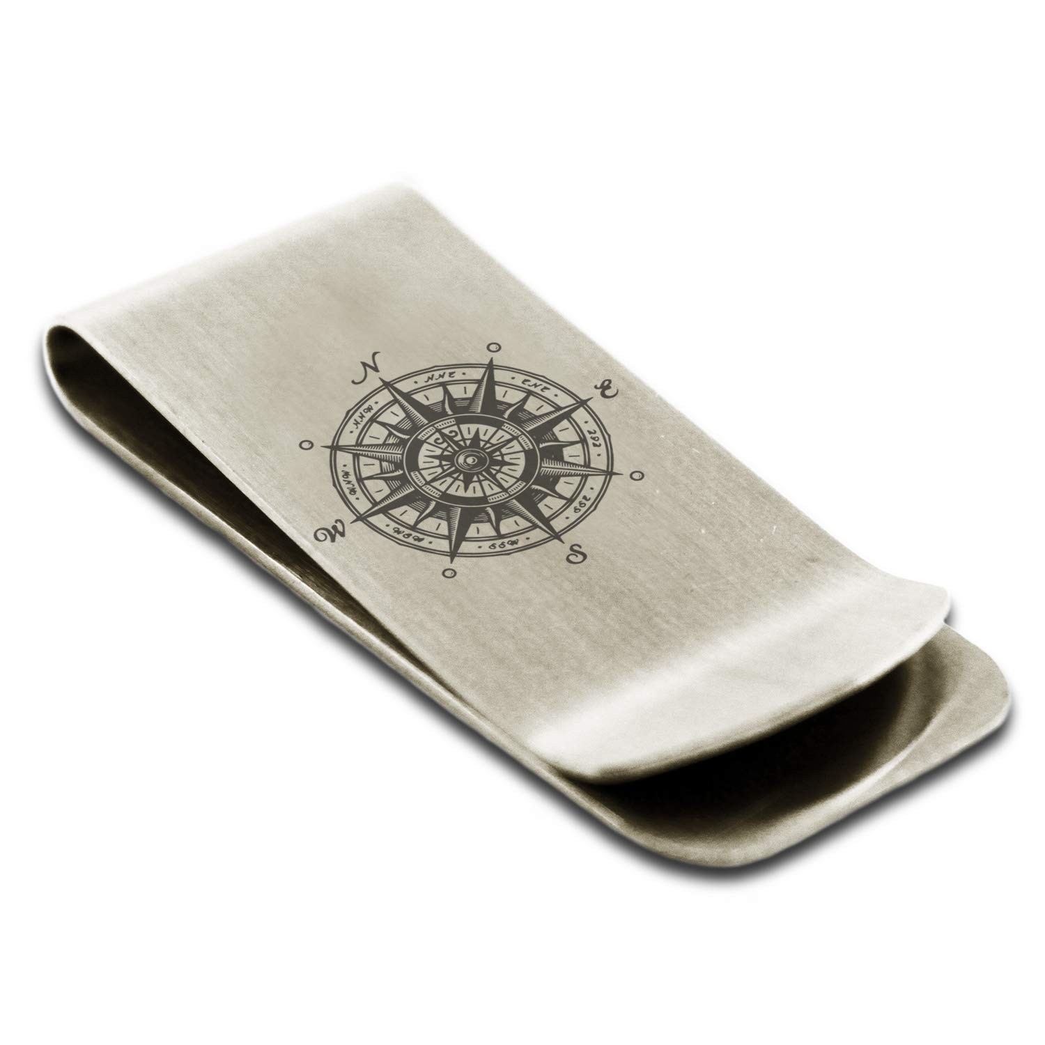 Tioneer Stainless Steel Nautical Vintage Compass Money Clip Credit Card Holder