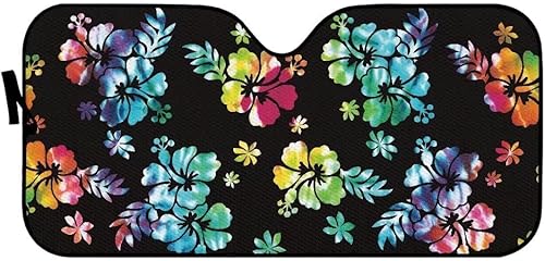 Miniatura 2 de Showudesigns Funda de parabrisas de coche boho para sol, rayos UV, parasol de automóvil, protector de ventana trasera plegable, flor hippie hibisco