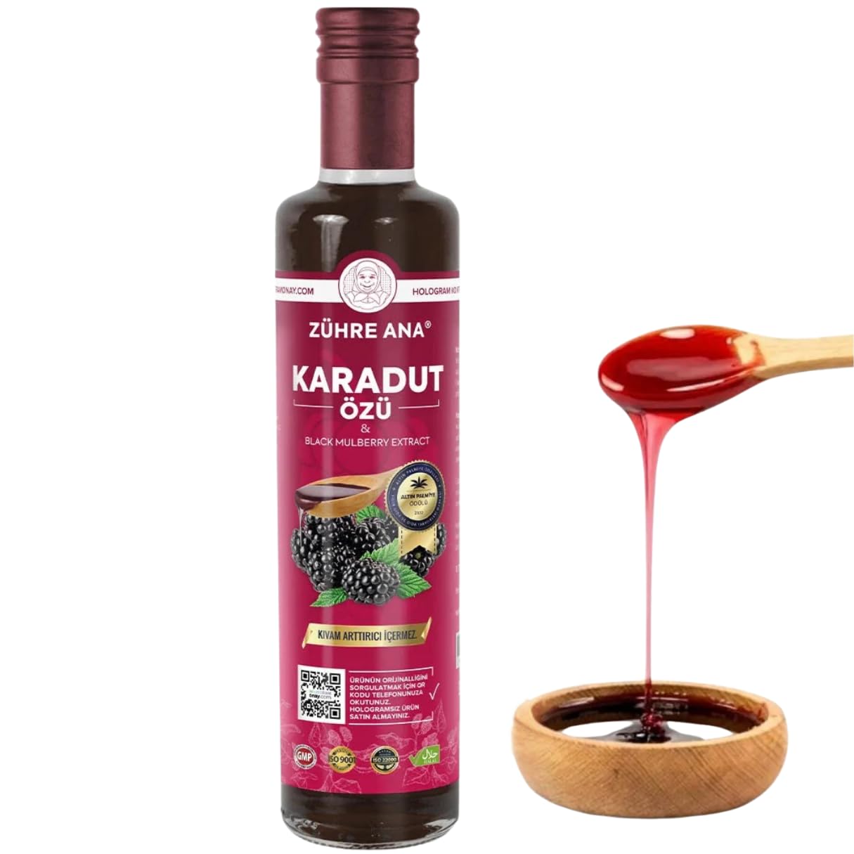 Black Mulberry Extract, Pure Dense Fruit Molasses, Natural Breakfast Syrup, Additive-Free%100 Fruit Essence, 670 Gr, PACK OF 2