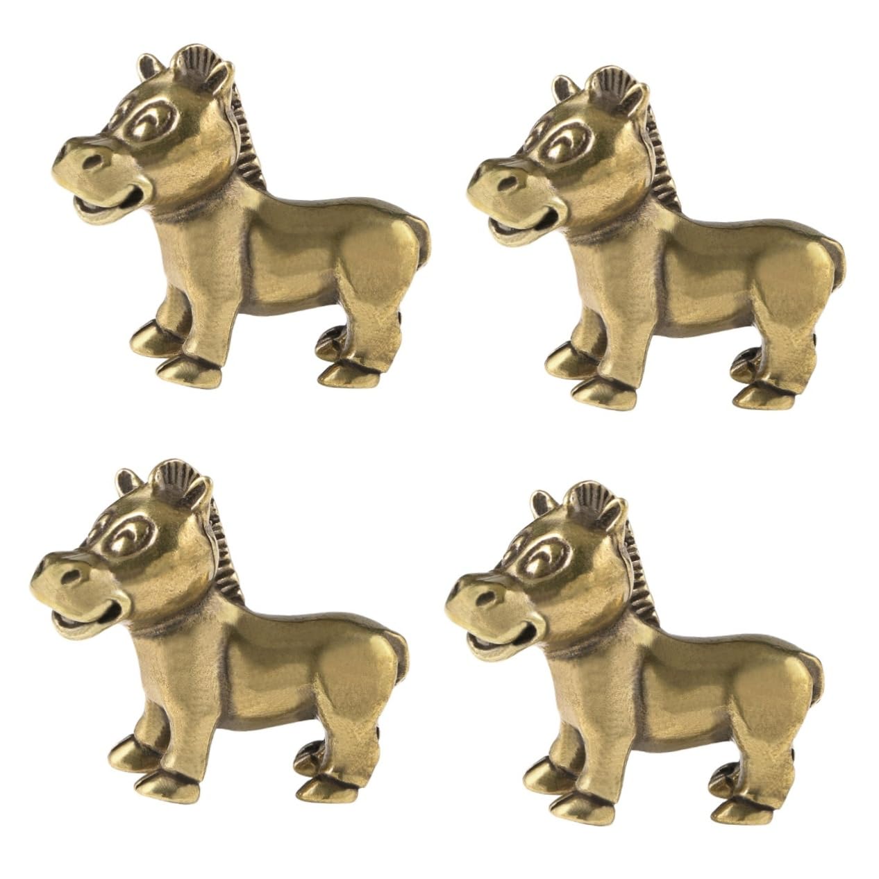 Cheval en laiton POPETPOP : lot de 4 figurines miniatures déco pour étagère salon