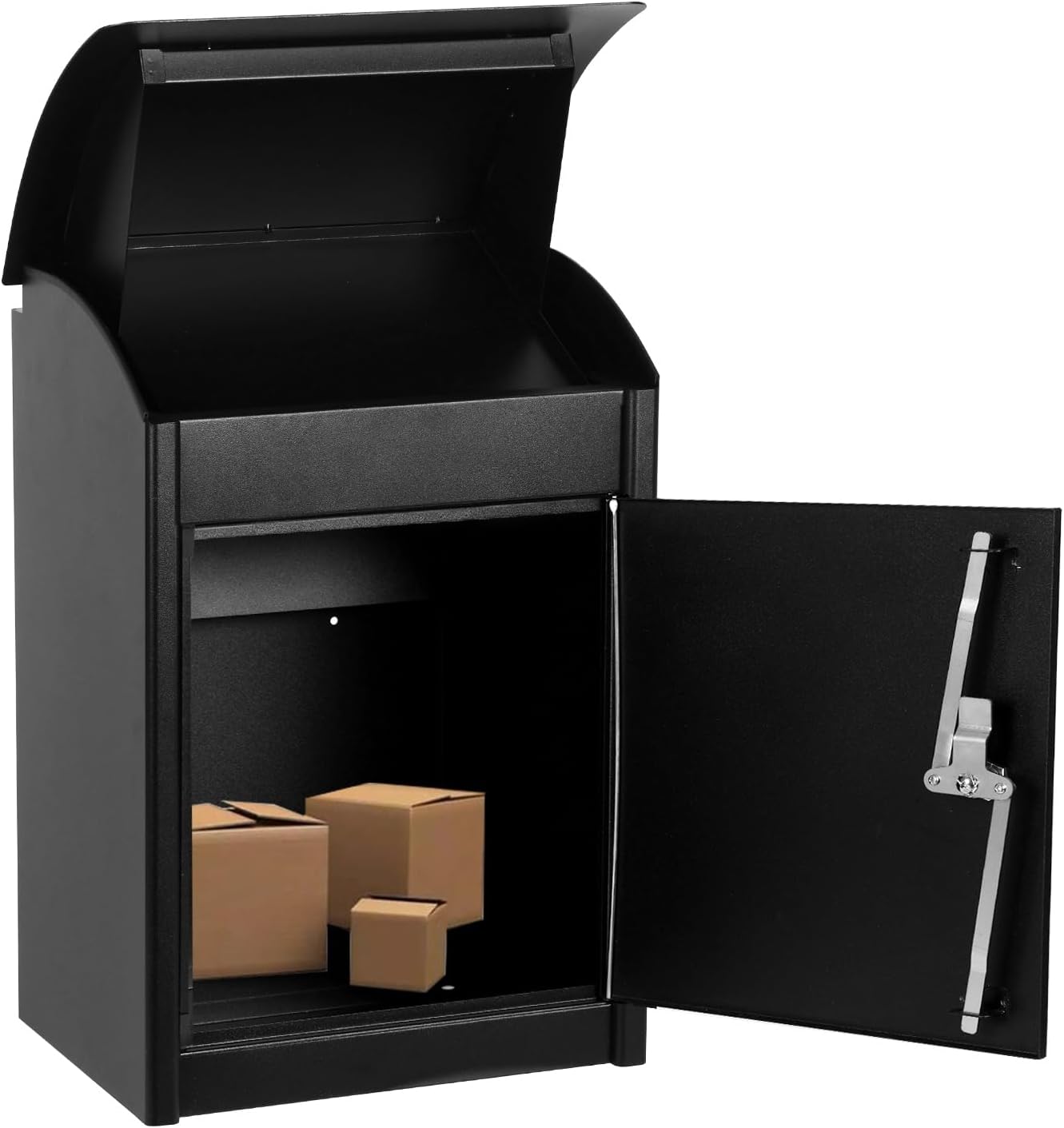 Talent Star Package Delivery Boxes for Outside,Extra Large Mailbox with Coded Lock Anti-Theft Baffle,Waterproof Galvanized Alloy Wall Mounted Parcel Drop Box for Porch Curbside Black