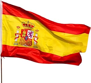 كرة القدم الاوروبية 2024 من ناراماكي - علم اسبانيا الوطني 90 × 150 سم مع حلقة قضيب - العمود غير متضمن (علم اسبانيا)