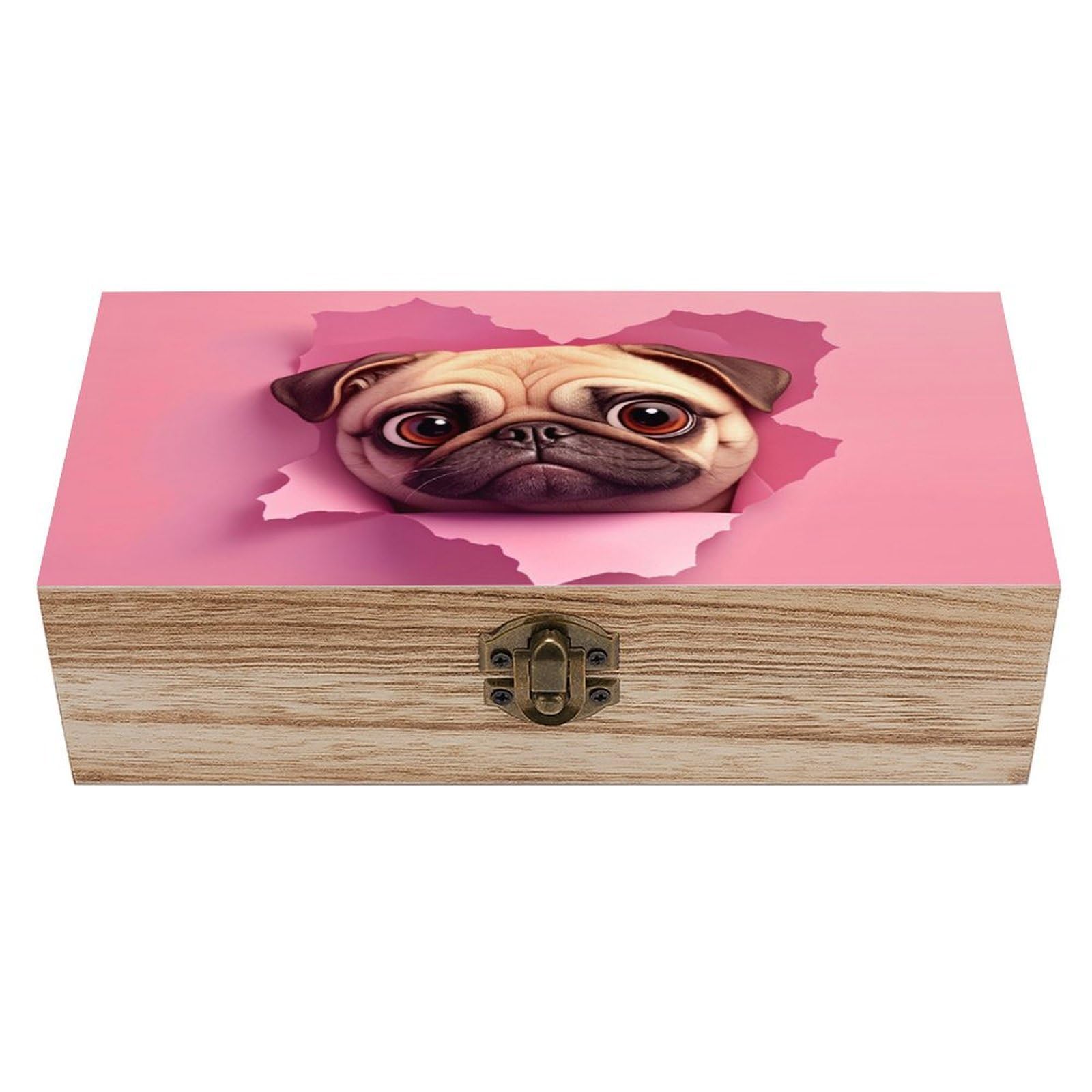 asbwuo Pug Vintage Wooden Keepsake Box