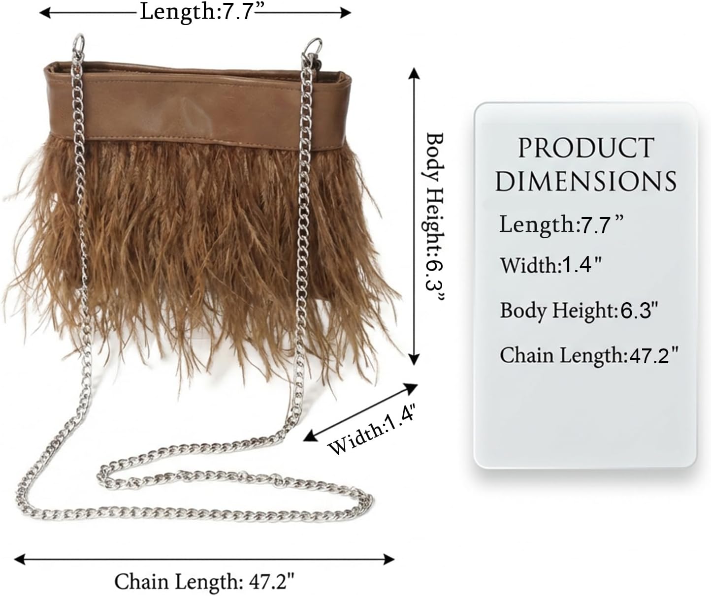 Women Natural Fluffy Ostrich Feather Evening Clutch Purse Shoulder Crossbody Bag