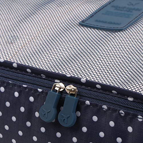 Packing Cubes,Mossio 7 Set Travel Organizers Backpack Waterproof Storage Bags for Trip Blue Circle - Thumbnail 6