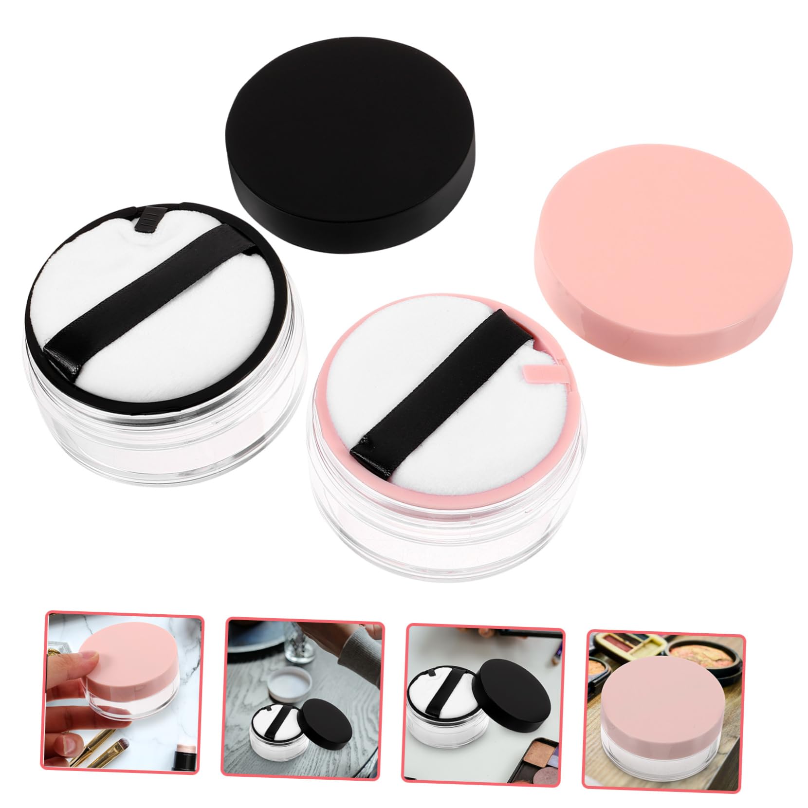 Ipetboom 4-piece Loose Powder Containers Empty Puff Cases 20g Space Easy to Carry Makeup Powder Dispensers